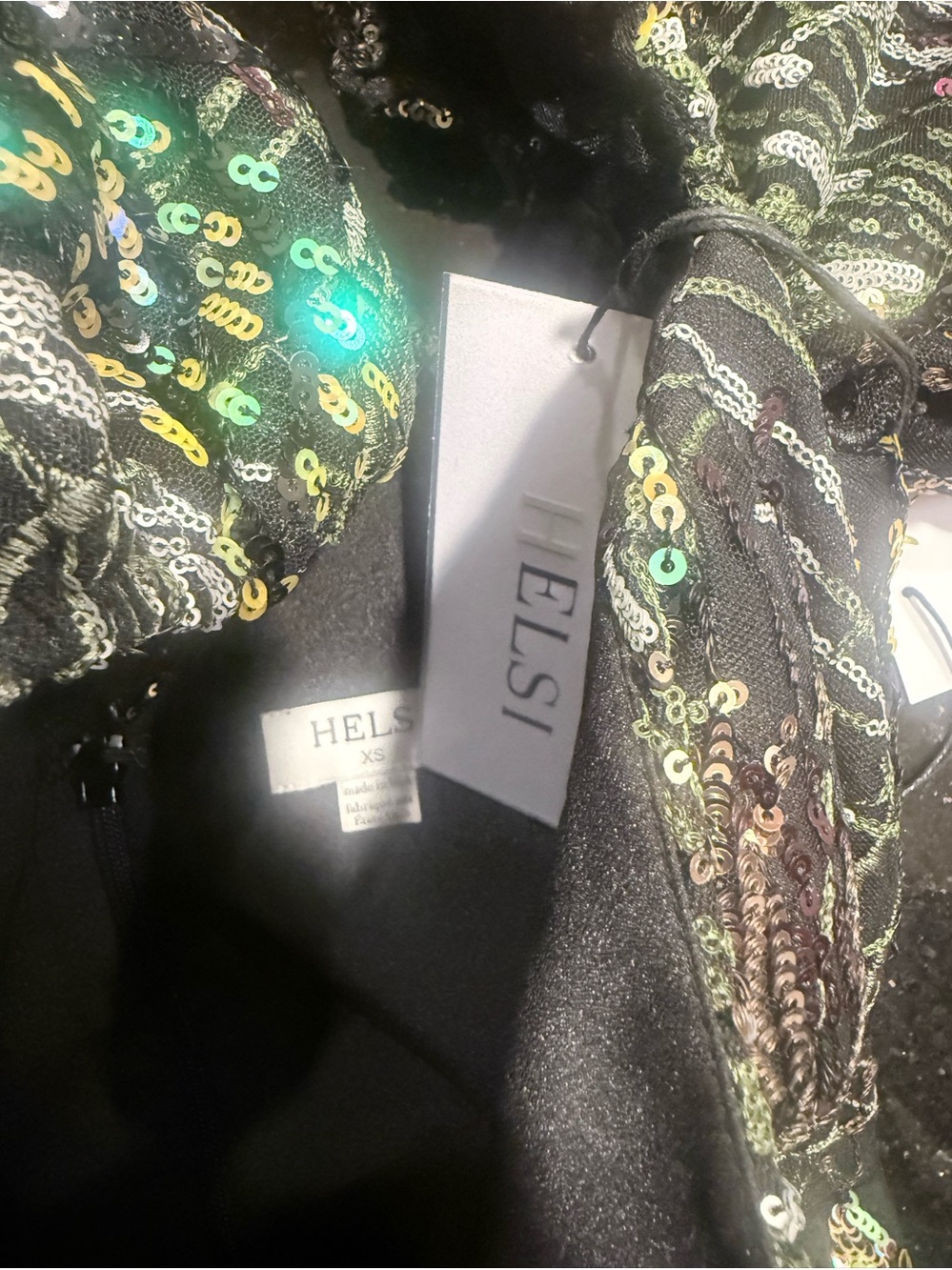 Helsi Cynthia Sequin Floral Appliqué Minidress in Black Multi size XS NWT - Picture 4 of 5